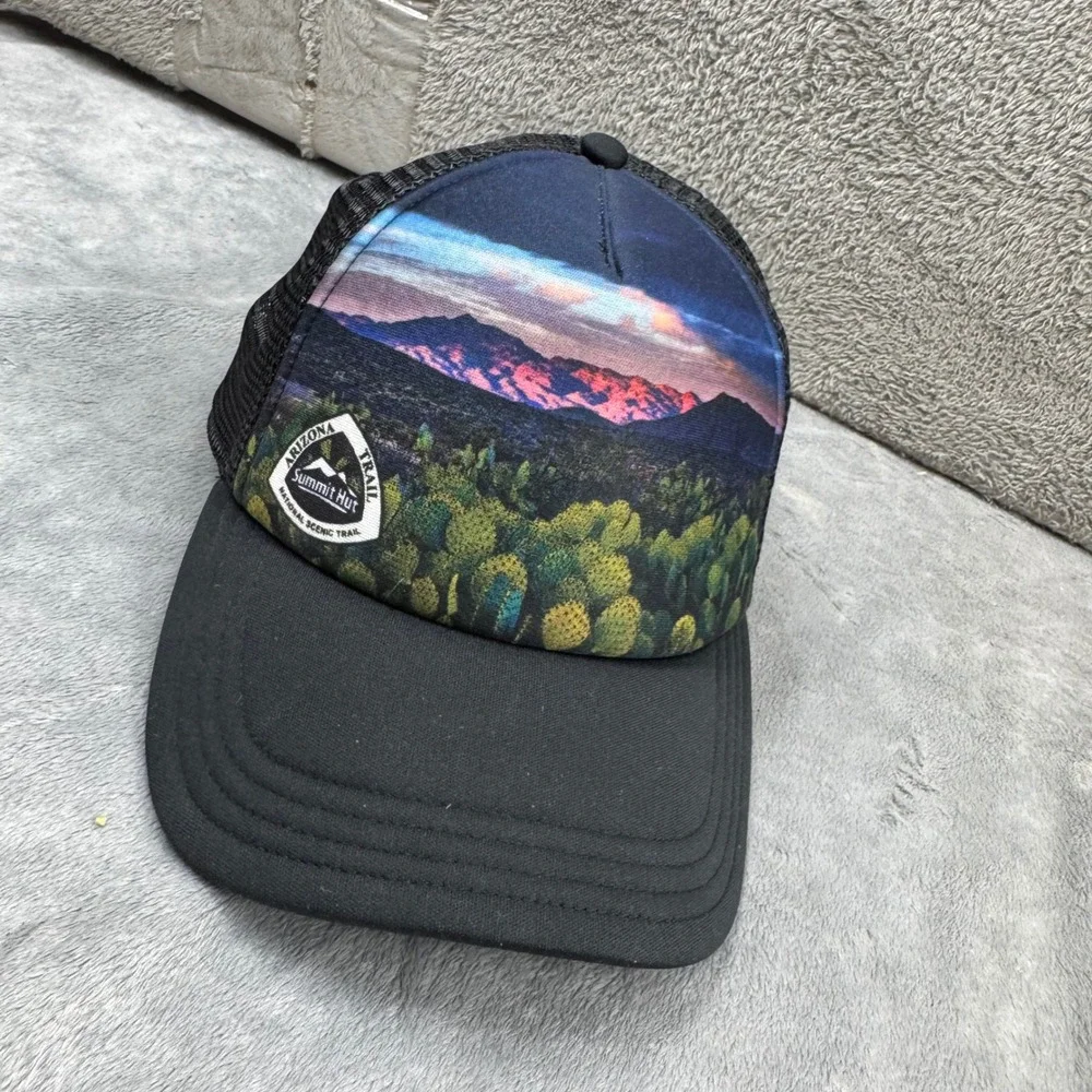 The North Face Trucker Hat Mens OS Black Arizona Trail Summit Hut Mesh Snapback‎
